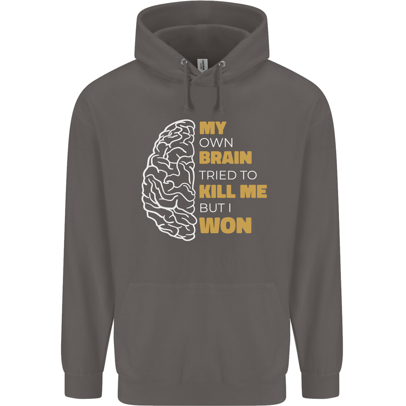 Brain Cancer Aneurysm Awareness Mens 80% Cotton Hoodie Charcoal