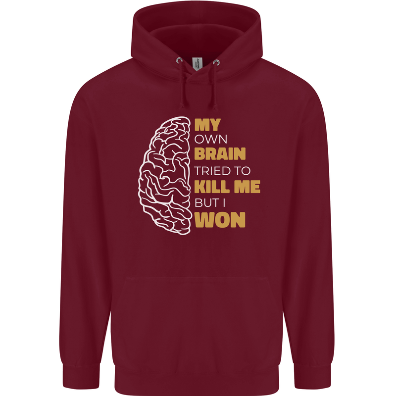 Brain Cancer Aneurysm Awareness Mens 80% Cotton Hoodie Maroon