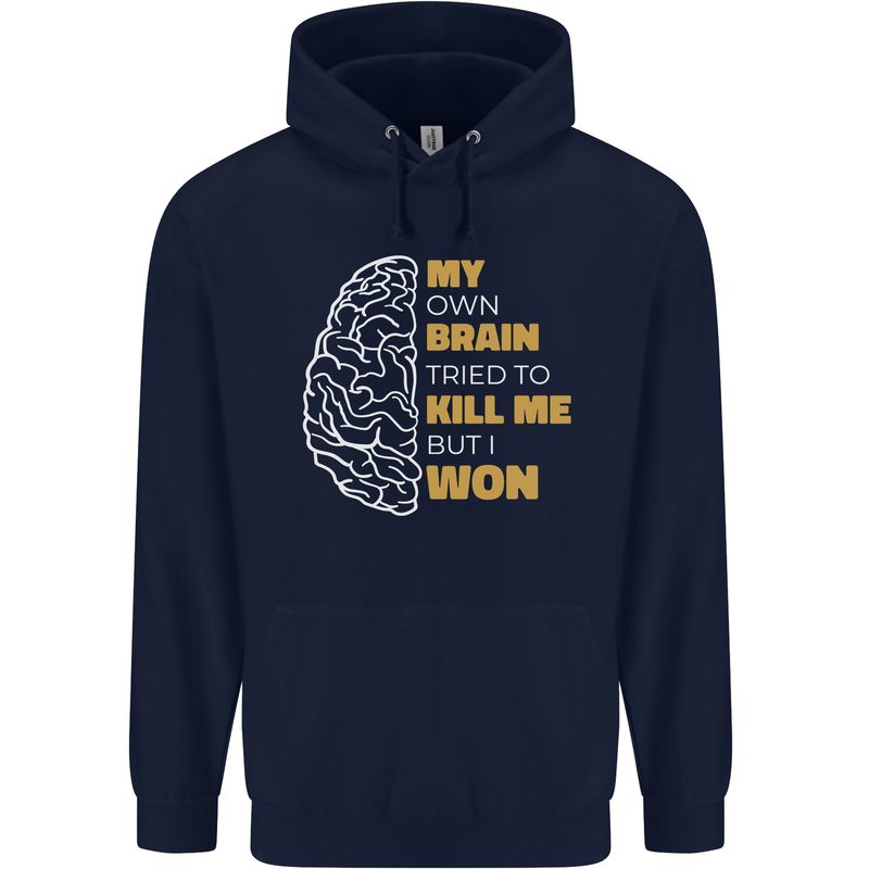 Brain Cancer Aneurysm Awareness Mens 80% Cotton Hoodie Navy Blue