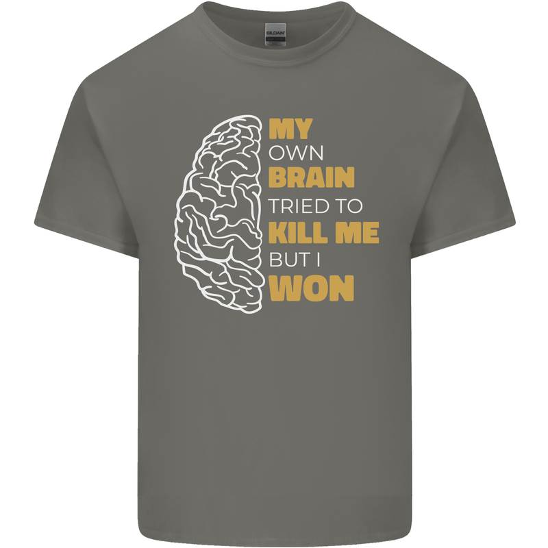 Brain Cancer Aneurysm Awareness Mens Cotton T-Shirt Tee Top Charcoal