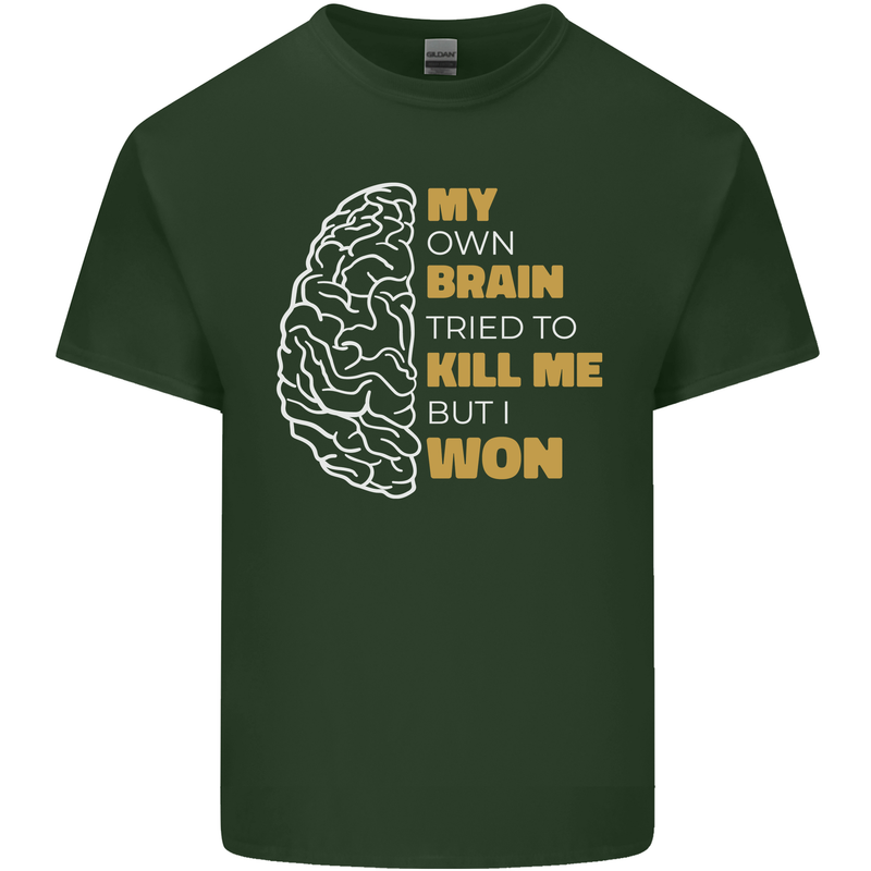 Brain Cancer Aneurysm Awareness Mens Cotton T-Shirt Tee Top Forest Green