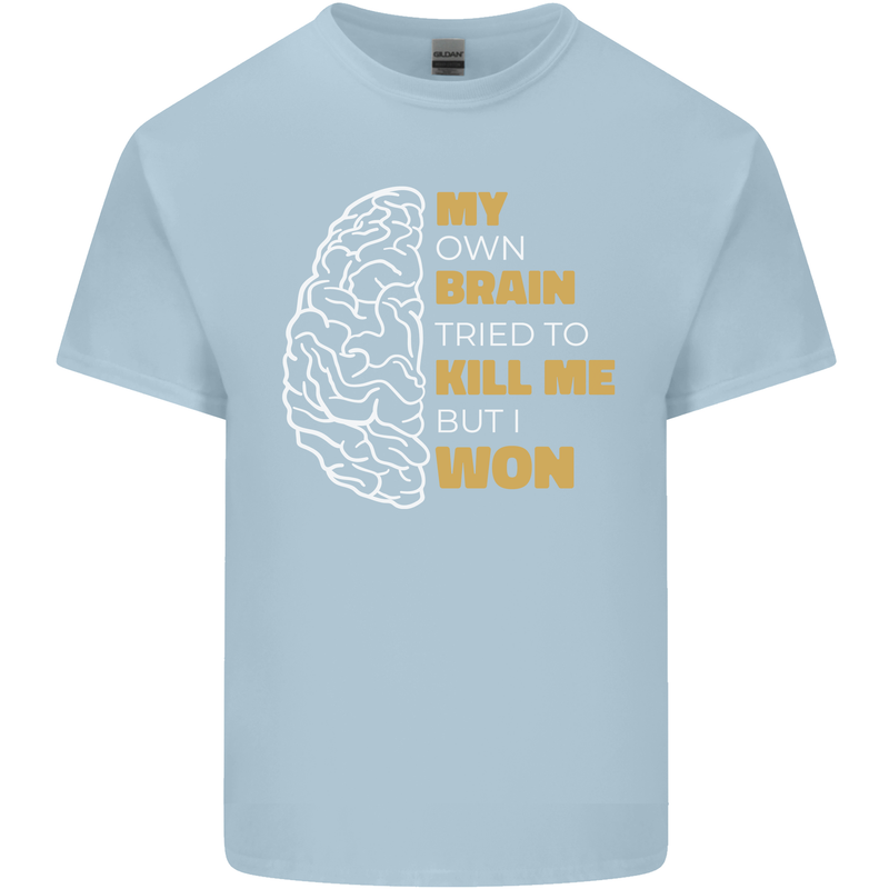 Brain Cancer Aneurysm Awareness Mens Cotton T-Shirt Tee Top Light Blue