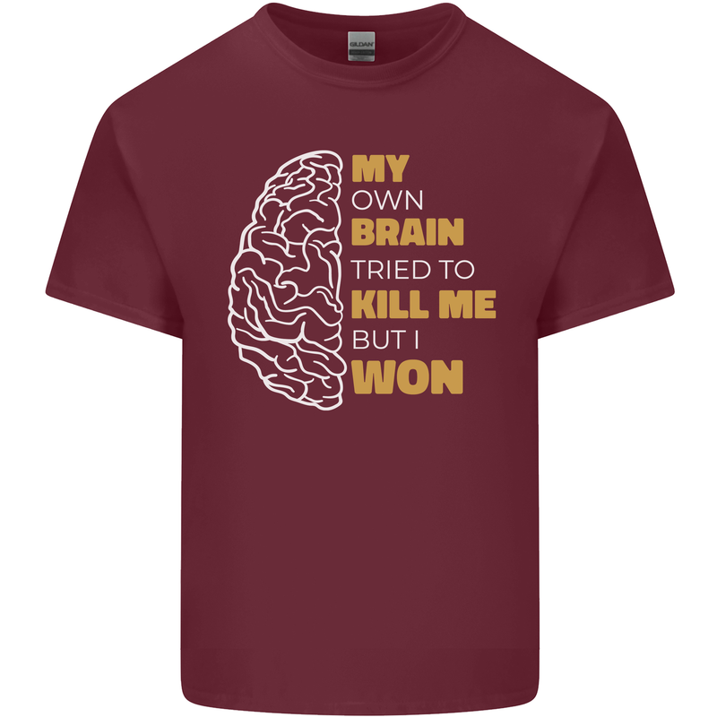 Brain Cancer Aneurysm Awareness Mens Cotton T-Shirt Tee Top Maroon