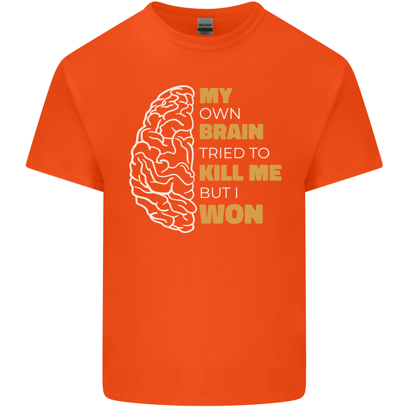 Brain Cancer Aneurysm Awareness Mens Cotton T-Shirt Tee Top Orange