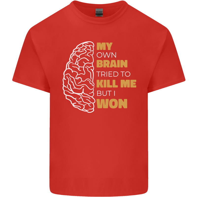 Brain Cancer Aneurysm Awareness Mens Cotton T-Shirt Tee Top Red