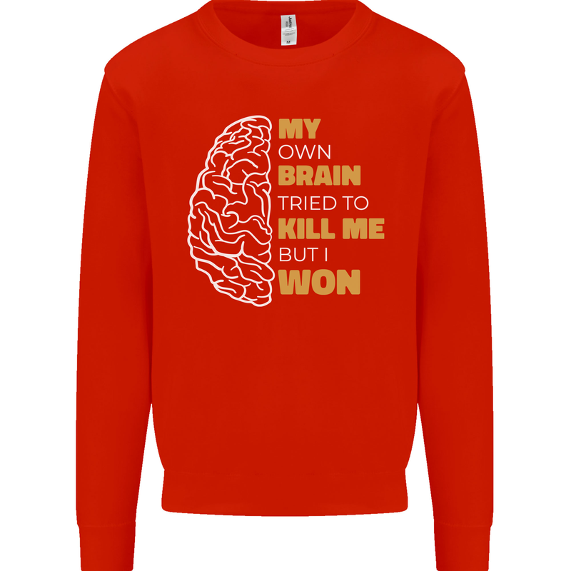 Brain Cancer Aneurysm Awareness Mens Sweatshirt Jumper Bright Red