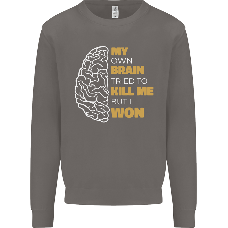 Brain Cancer Aneurysm Awareness Mens Sweatshirt Jumper Charcoal
