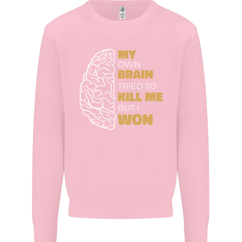 Brain Cancer Aneurysm Awareness Mens Sweatshirt Jumper Light Pink