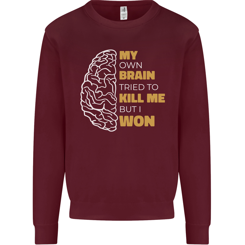 Brain Cancer Aneurysm Awareness Mens Sweatshirt Jumper Maroon