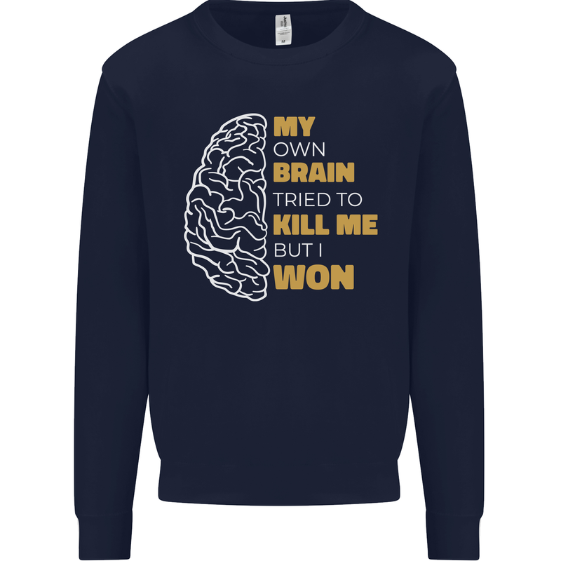 Brain Cancer Aneurysm Awareness Mens Sweatshirt Jumper Navy Blue