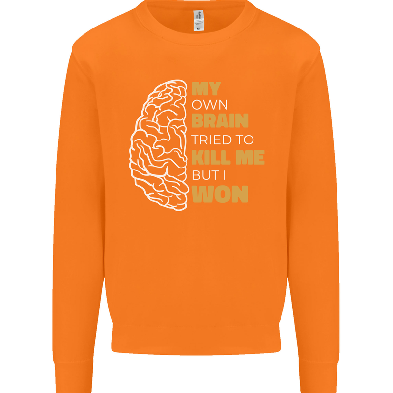 Brain Cancer Aneurysm Awareness Mens Sweatshirt Jumper Orange