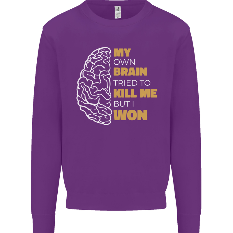 Brain Cancer Aneurysm Awareness Mens Sweatshirt Jumper Purple