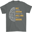 Brain Cancer Aneurysm Awareness Mens T-Shirt 100% Cotton Charcoal
