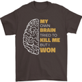 Brain Cancer Aneurysm Awareness Mens T-Shirt 100% Cotton Dark Chocolate