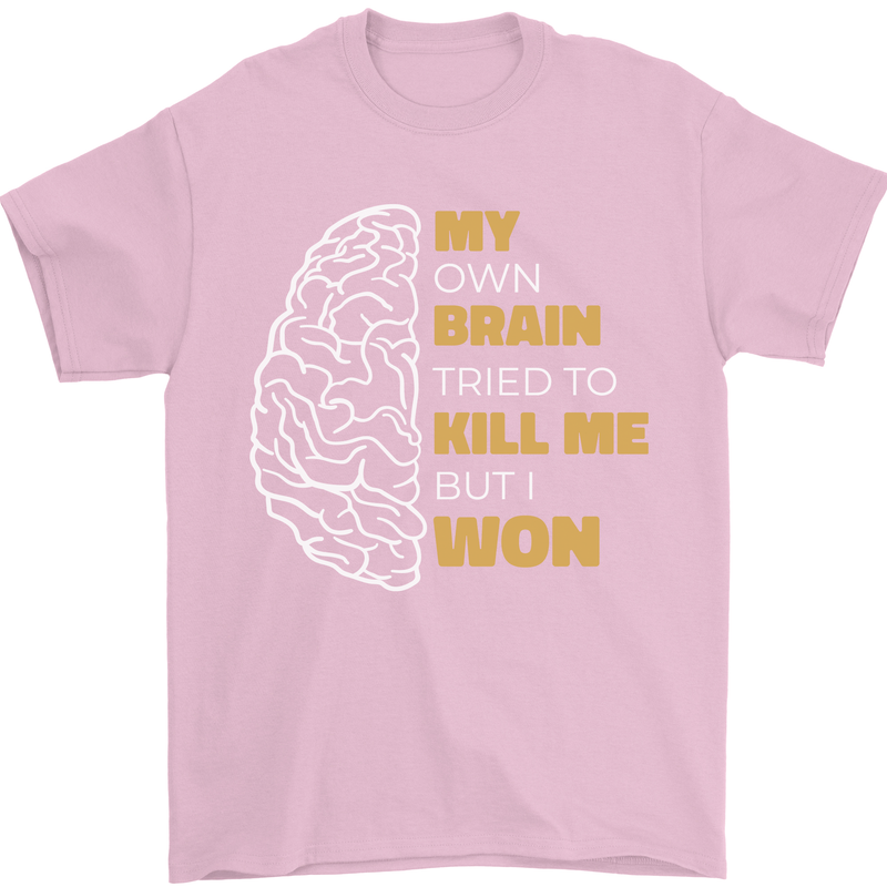 Brain Cancer Aneurysm Awareness Mens T-Shirt 100% Cotton Light Pink
