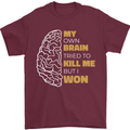 Brain Cancer Aneurysm Awareness Mens T-Shirt 100% Cotton Maroon
