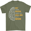 Brain Cancer Aneurysm Awareness Mens T-Shirt 100% Cotton Military Green