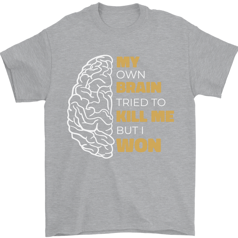 Brain Cancer Aneurysm Awareness Mens T-Shirt 100% Cotton Sports Grey