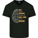 Brain Cancer Aneurysm Awareness Mens V-Neck Cotton T-Shirt Black