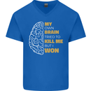 Brain Cancer Aneurysm Awareness Mens V-Neck Cotton T-Shirt Royal Blue