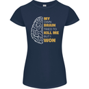 Brain Cancer Aneurysm Awareness Womens Petite Cut T-Shirt Navy Blue