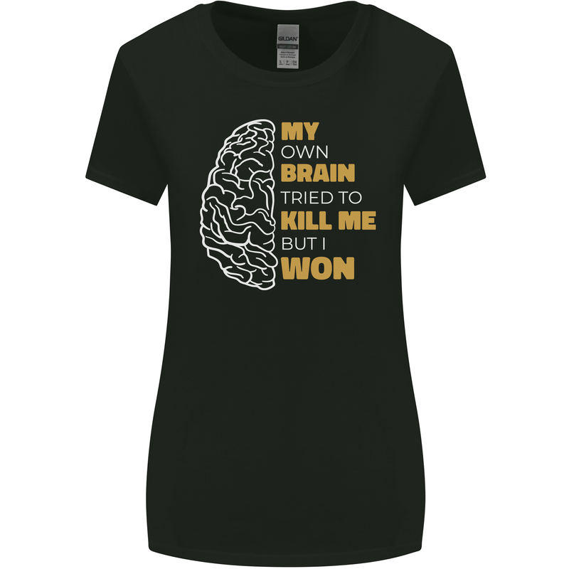 Brain Cancer Aneurysm Awareness Womens Wider Cut T-Shirt Black