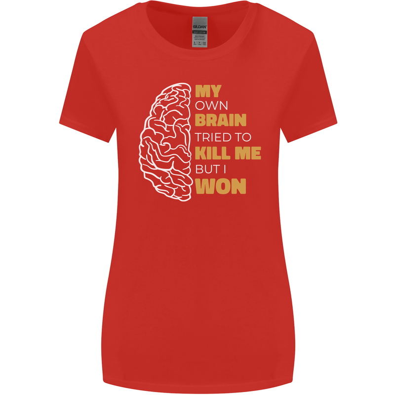 Brain Cancer Aneurysm Awareness Womens Wider Cut T-Shirt Red