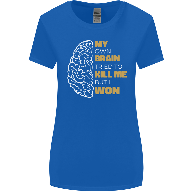Brain Cancer Aneurysm Awareness Womens Wider Cut T-Shirt Royal Blue