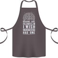 Brains Are Awesome Funny Sarcastic Slogan Cotton Apron 100% Organic Dark Grey
