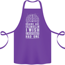 Brains Are Awesome Funny Sarcastic Slogan Cotton Apron 100% Organic Purple