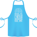 Brains Are Awesome Funny Sarcastic Slogan Cotton Apron 100% Organic Turquoise