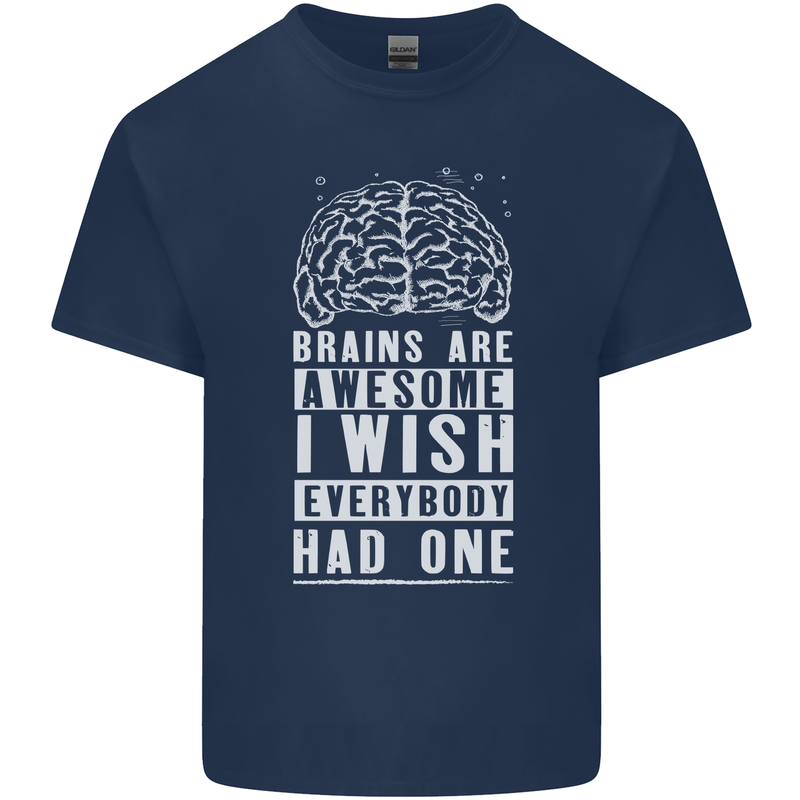 Brains Are Awesome Funny Sarcastic Slogan Kids T-Shirt Childrens Navy Blue
