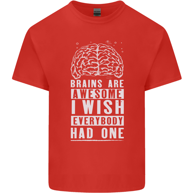 Brains Are Awesome Funny Sarcastic Slogan Kids T-Shirt Childrens Red