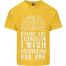 Brains Are Awesome Funny Sarcastic Slogan Kids T-Shirt Childrens Yellow