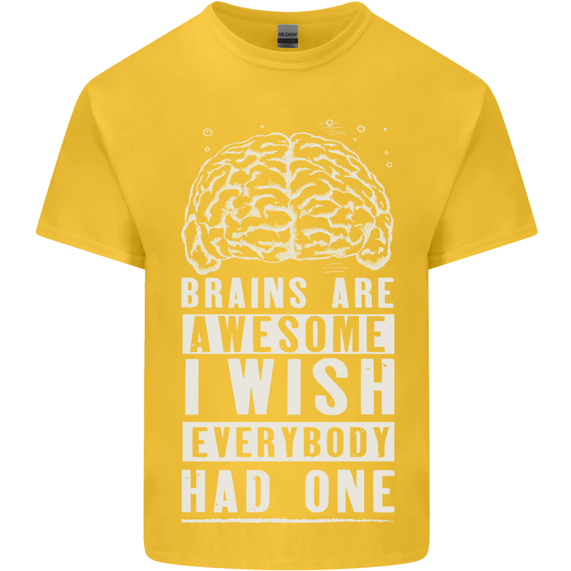 Brains Are Awesome Funny Sarcastic Slogan Kids T-Shirt Childrens Yellow
