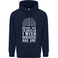 Brains Are Awesome Funny Sarcastic Slogan Mens 80% Cotton Hoodie Navy Blue