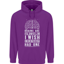 Brains Are Awesome Funny Sarcastic Slogan Mens 80% Cotton Hoodie Purple