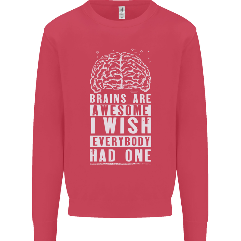 Brains Are Awesome Funny Sarcastic Slogan Mens Sweatshirt Jumper Heliconia