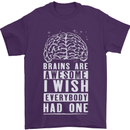 Brains Are Awesome Funny Sarcastic Slogan Mens T-Shirt Cotton Gildan Purple
