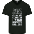 Brains Are Awesome Funny Sarcastic Slogan Mens V-Neck Cotton T-Shirt Black