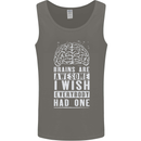 Brains Are Awesome Funny Sarcastic Slogan Mens Vest Tank Top Charcoal