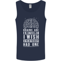 Brains Are Awesome Funny Sarcastic Slogan Mens Vest Tank Top Navy Blue