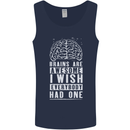 Brains Are Awesome Funny Sarcastic Slogan Mens Vest Tank Top Navy Blue