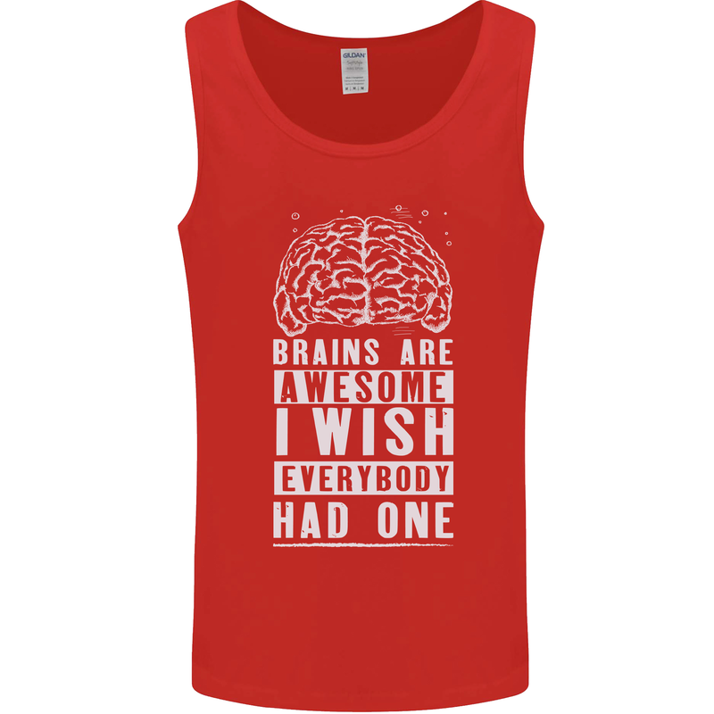 Brains Are Awesome Funny Sarcastic Slogan Mens Vest Tank Top Red