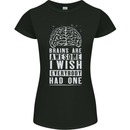 Brains Are Awesome Funny Sarcastic Slogan Womens Petite Cut T-Shirt Black