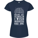 Brains Are Awesome Funny Sarcastic Slogan Womens Petite Cut T-Shirt Navy Blue