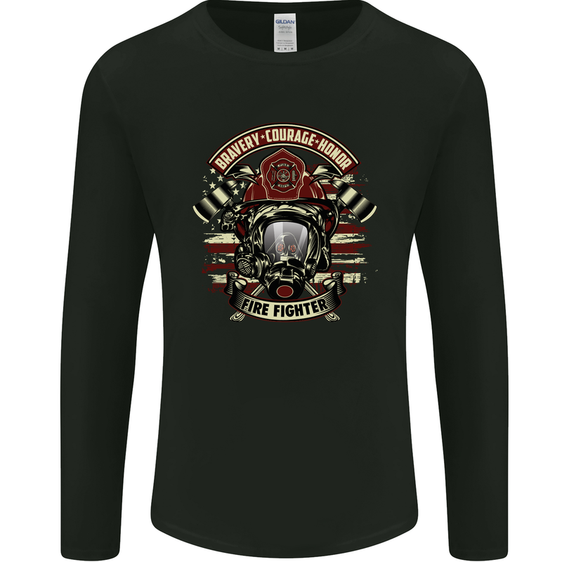 Bravery Courage Honour Firefighter Fireman Mens Long Sleeve T-Shirt Black