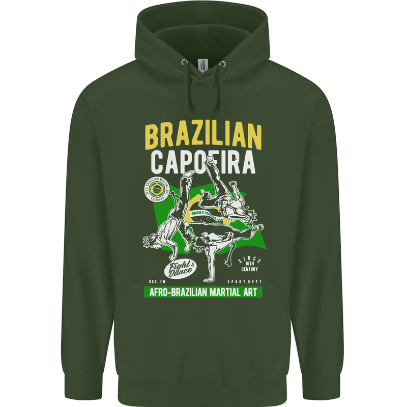 Brazilian Capoeira Mixed Martial Arts MMA Mens 80% Cotton Hoodie Forest Green