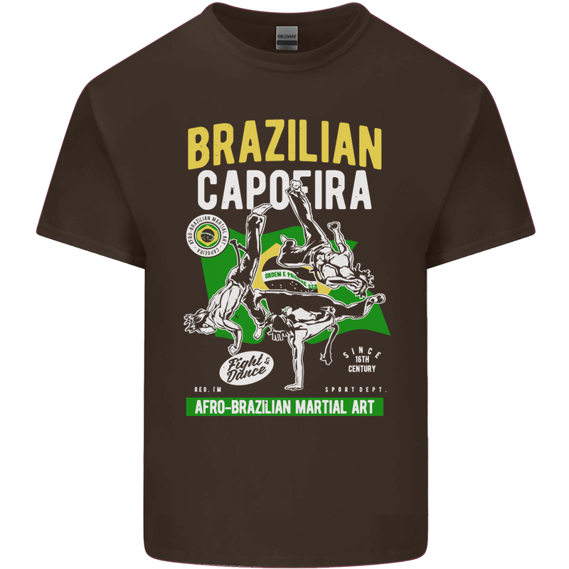 Brazilian Capoeira Mixed Martial Arts MMA Mens Cotton T-Shirt Tee Top Dark Chocolate