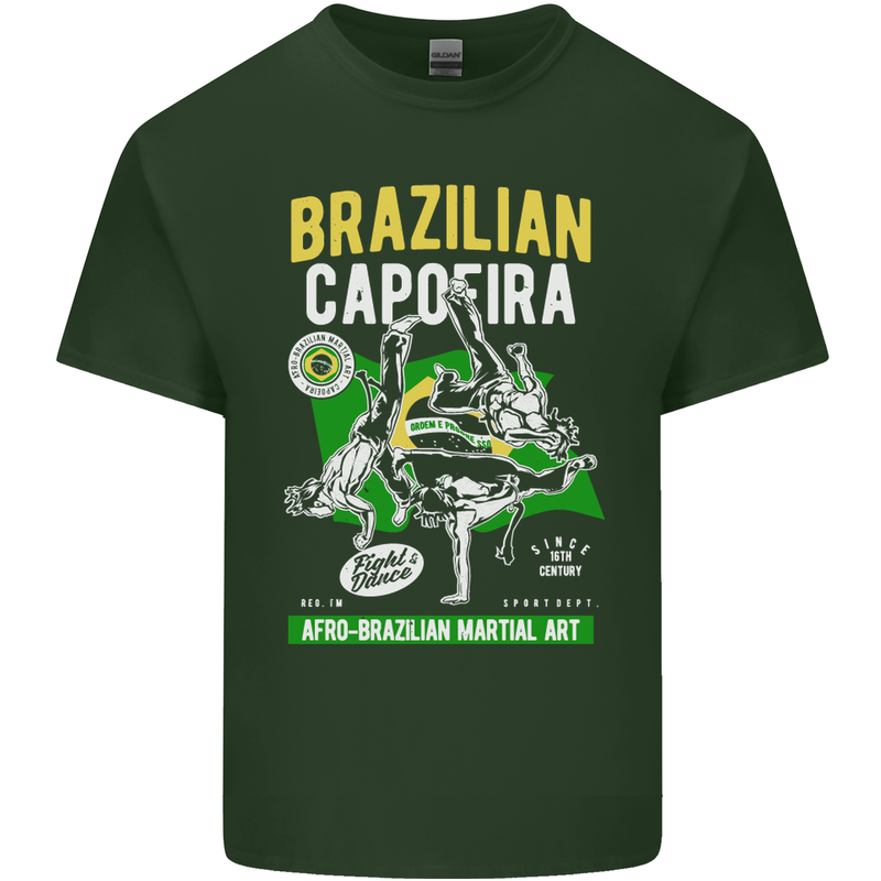 Brazilian Capoeira Mixed Martial Arts MMA Mens Cotton T-Shirt Tee Top Forest Green